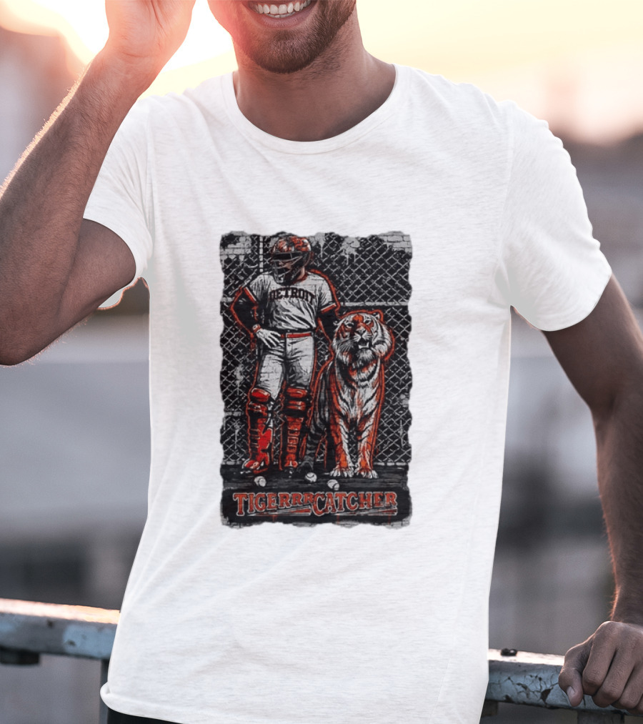 Detroit Tigerrcatcher Baseball Apparel Tiger & Catcher T-Shirt