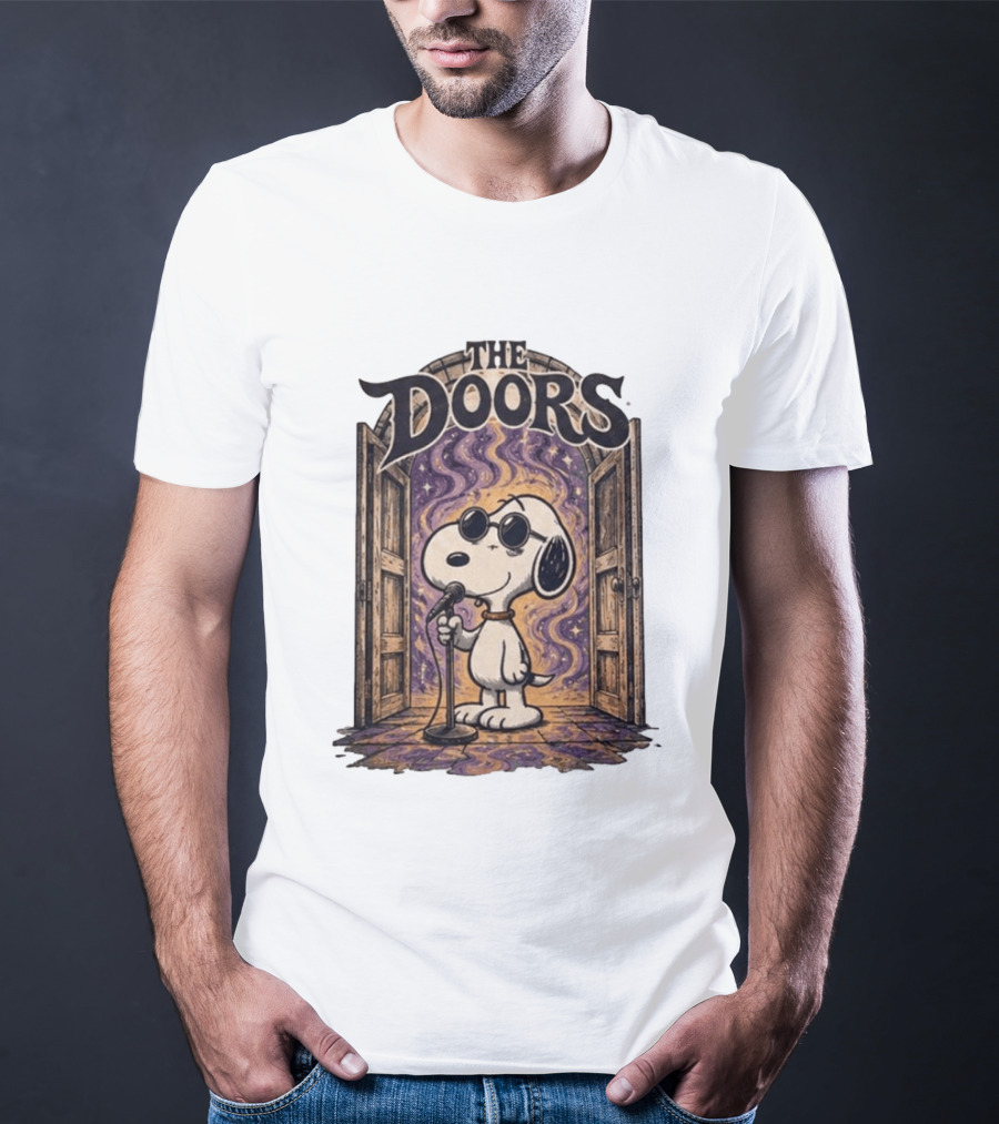 Snoopy The Doors Open The Mind Midnight Light T-Shirt