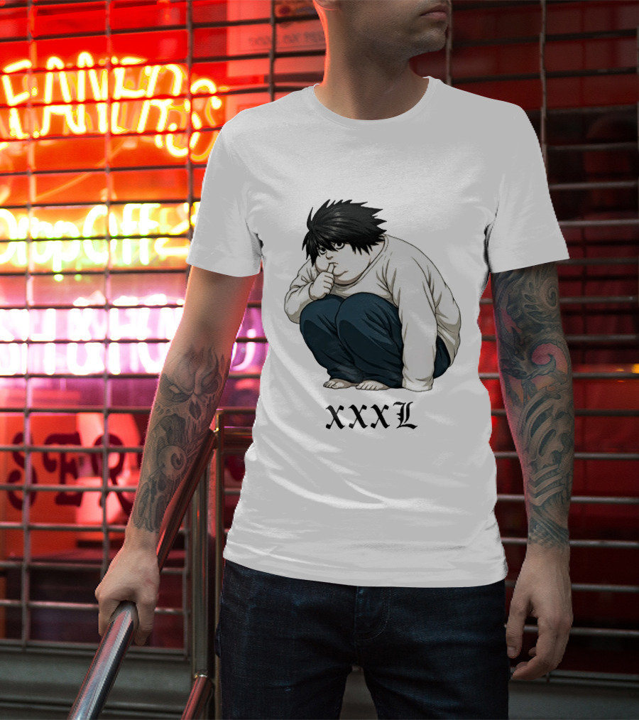 L Lawliet Xxxl Meme Anime Character Sitting Pose T-Shirt
