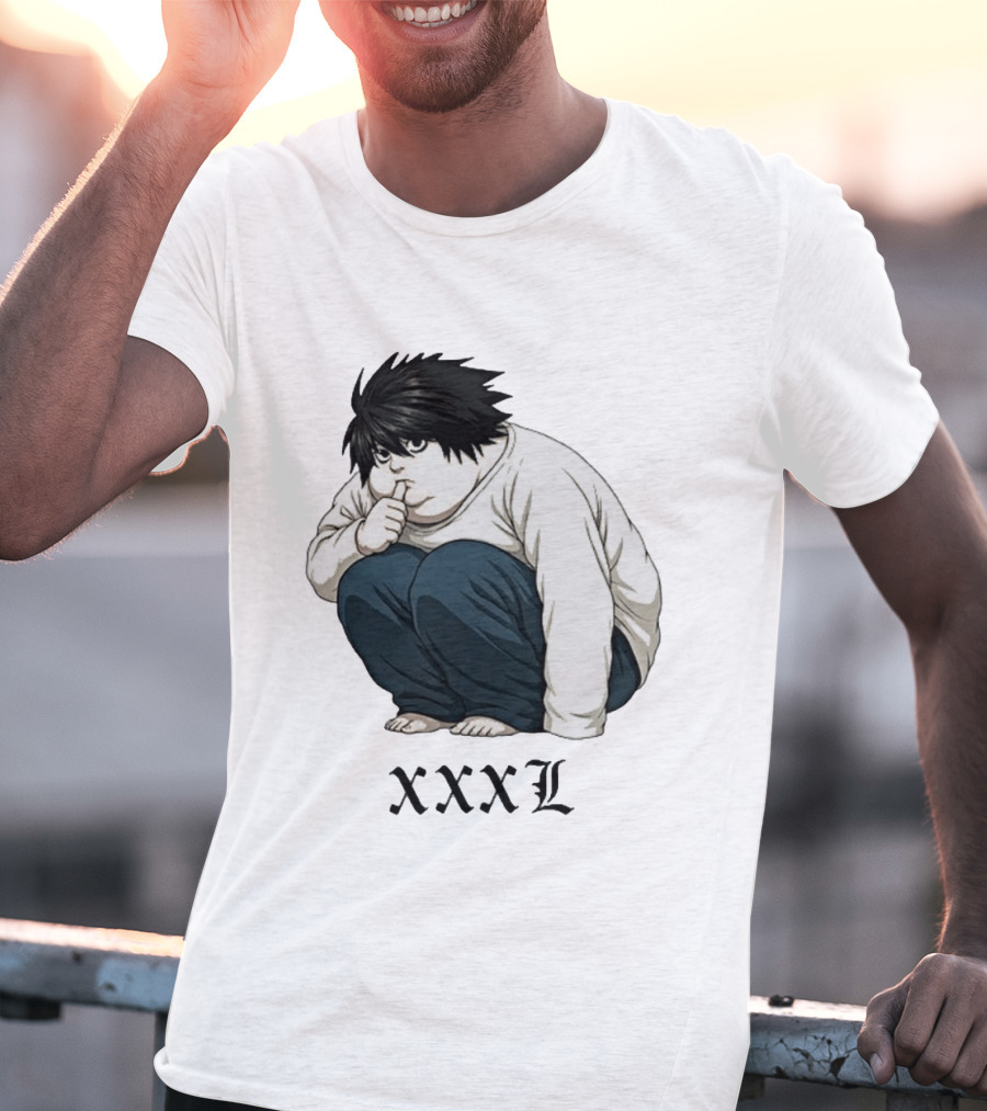 L Lawliet Xxxl Meme Anime Character Sitting Pose T-Shirt