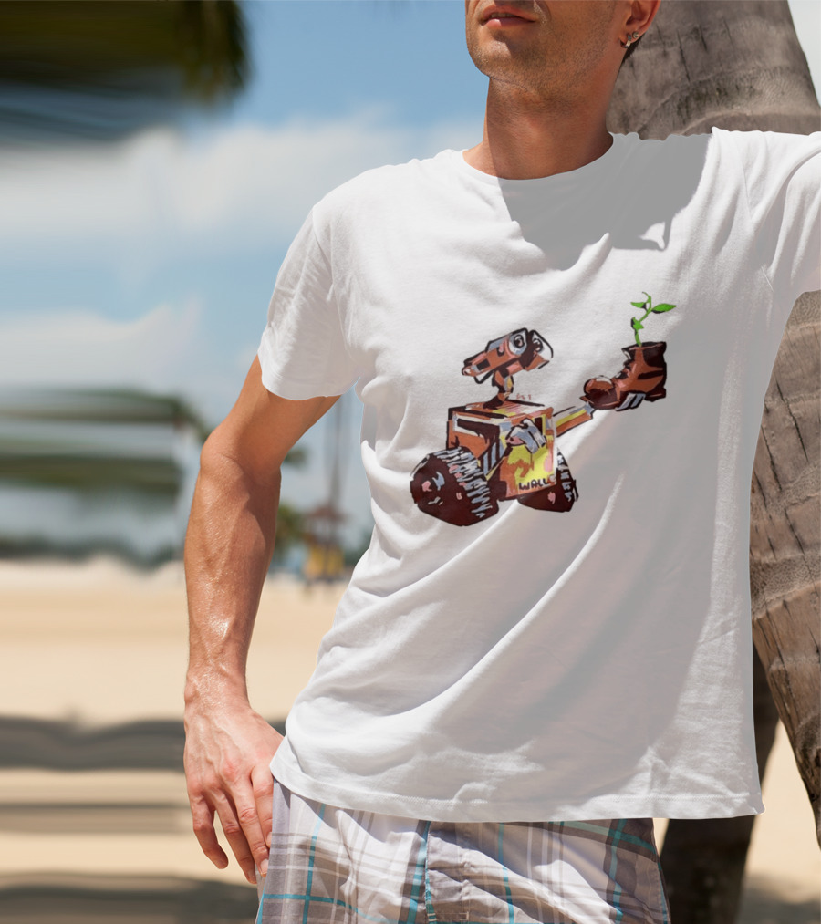 Pixar WALL E Holding Boot With Plant Iconic Scene T-Shirt