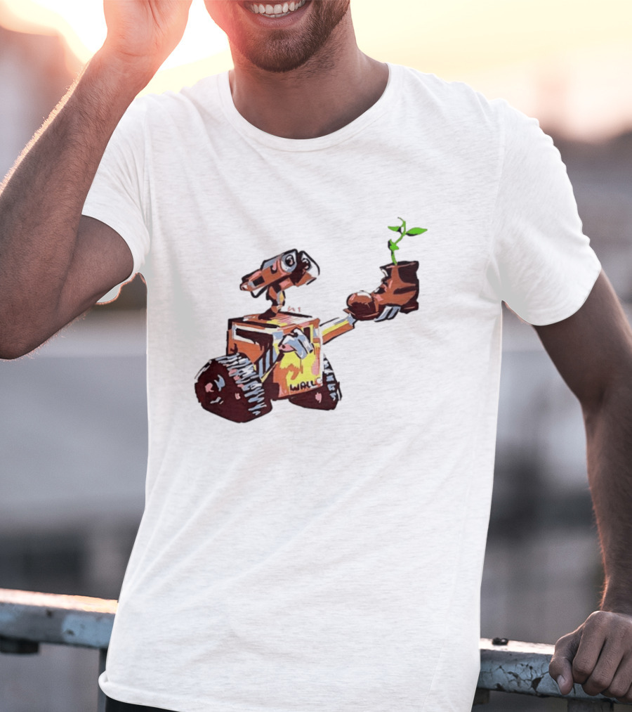 Pixar WALL E Holding Boot With Plant Iconic Scene T-Shirt
