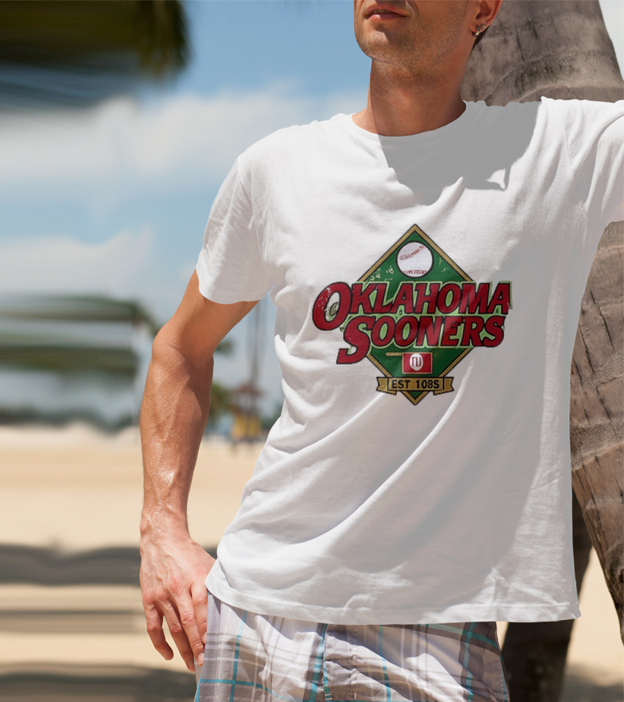 Oklahoma Sooners NCAA Baseball Est 108S Red Green Sports T-Shirt