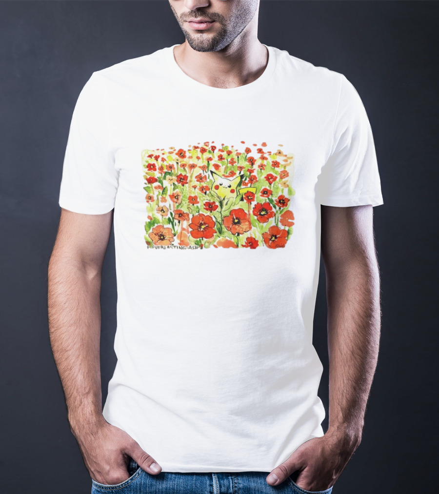 Pikachu Pokemon Everlasting Ash Floral Field T-Shirt