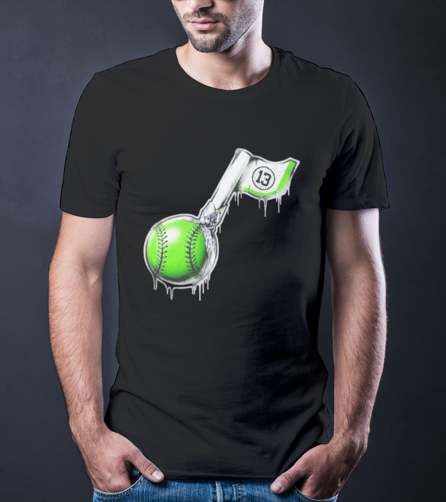 13 Baseball Lollipop Dripping Ice Cream Green Ball T-Shirt