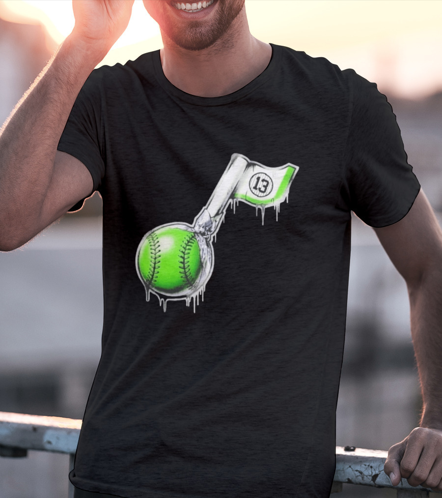 13 Baseball Lollipop Dripping Ice Cream Green Ball T-Shirt