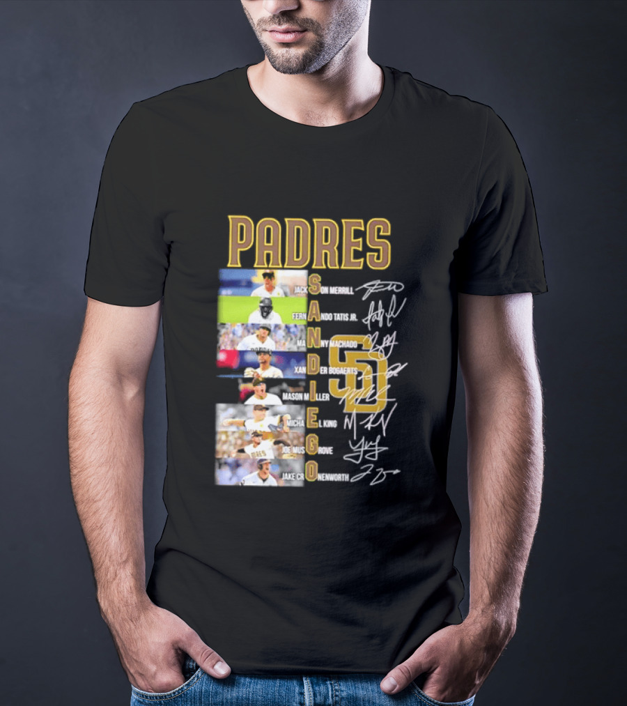 Padres San Diego Jackson Merrill Fernando Tatis Jr Manny Machado MLB Team Logos T-Shirt