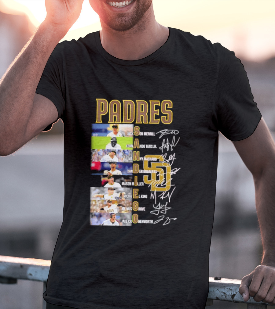 Padres San Diego Jackson Merrill Fernando Tatis Jr Manny Machado MLB Team Logos T-Shirt