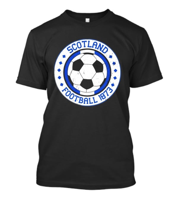 Scotland Football Soccer Ball Emblem 1873 Vintage Blue And White T-Shirt