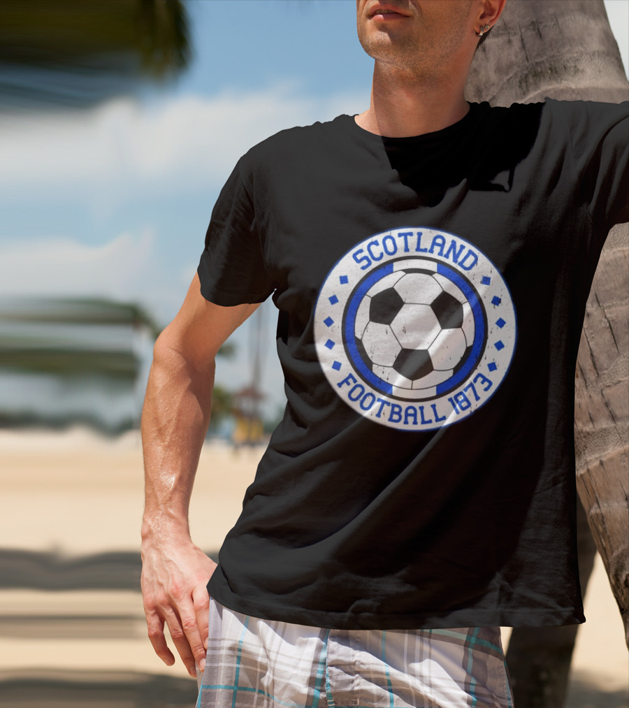 Scotland Football Soccer Ball Emblem 1873 Vintage Blue And White T-Shirt