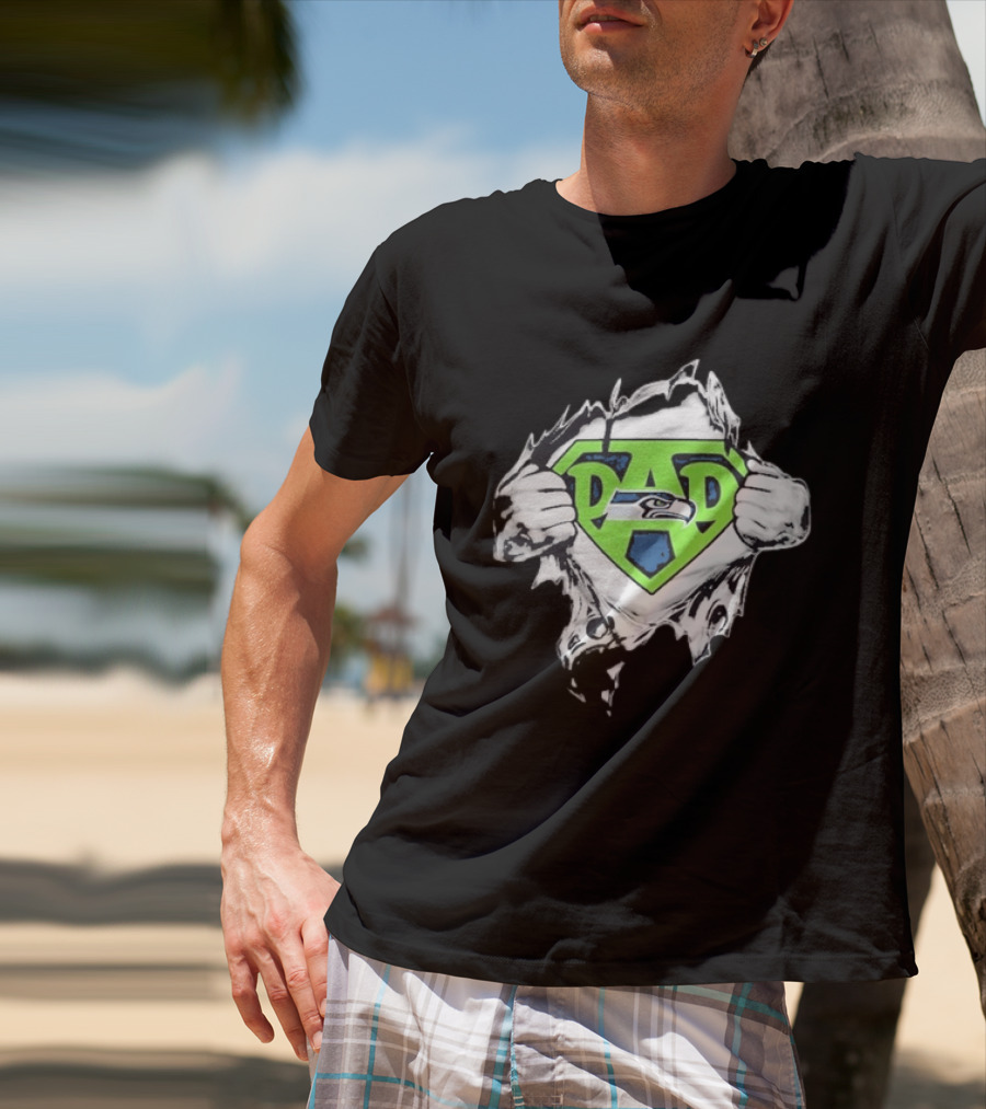 Seattle Seahawks Super Dad Ripped Chest DAD T-Shirt