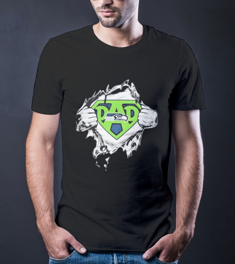 Seattle Seahawks Super Dad Ripped Chest DAD T-Shirt