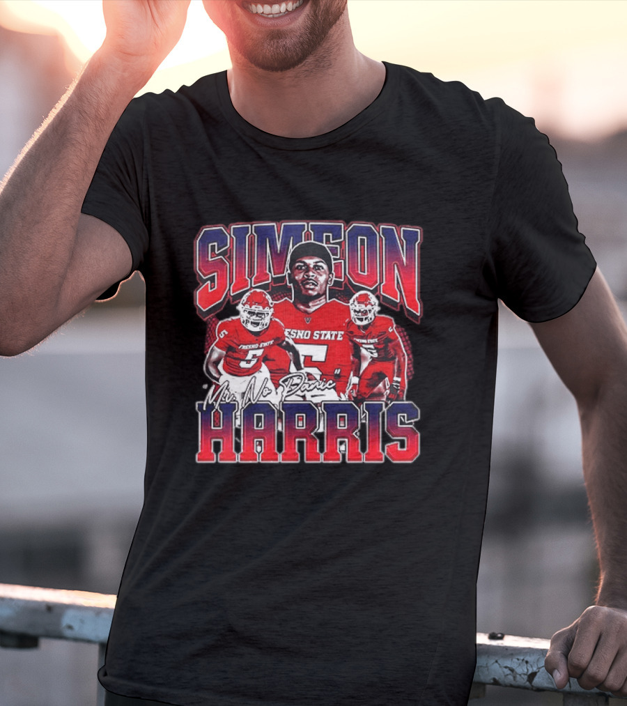 Simeon Harris Fresno State Bulldogs Mr No Panic Football Player Recognition T-Shirt