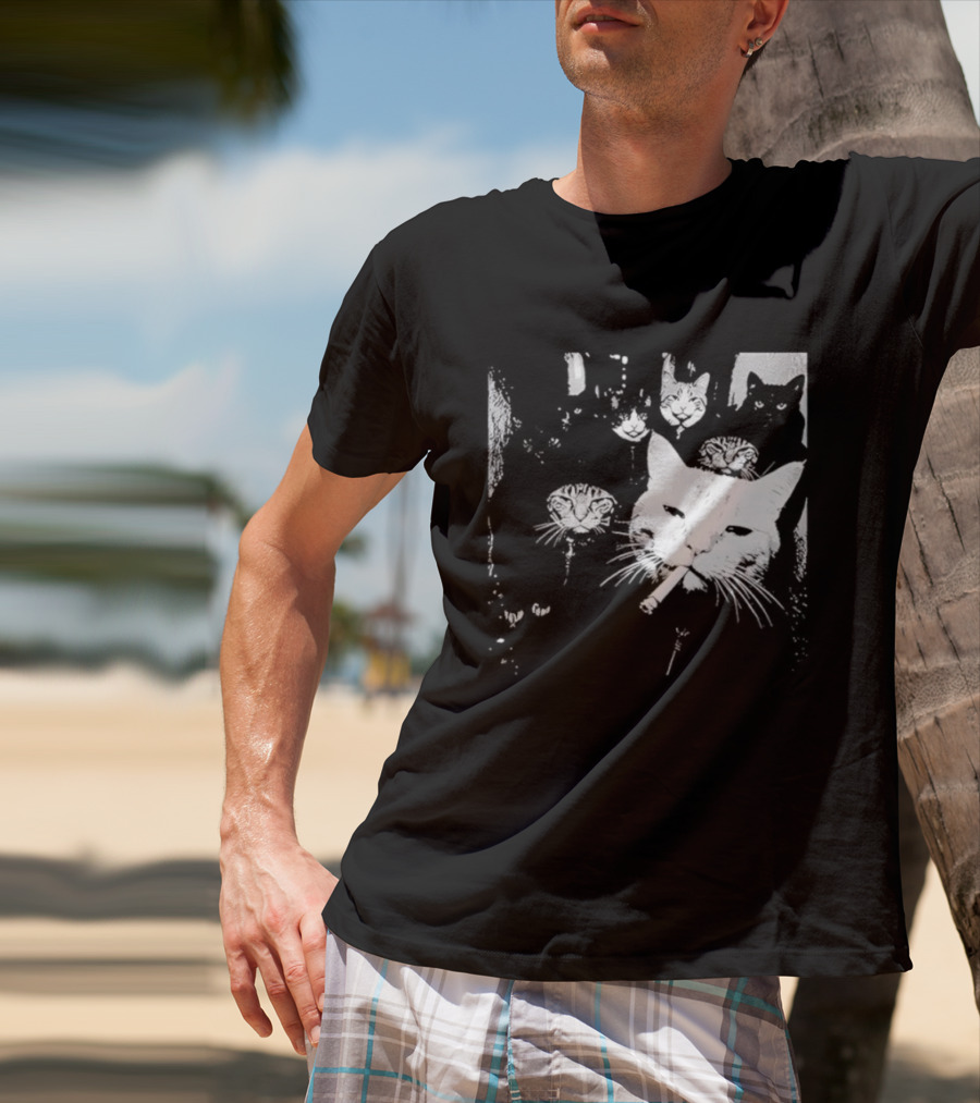 Smoking Cats Street Gang Hardened Feline Crew Members Motorcycle Club T-Shirt