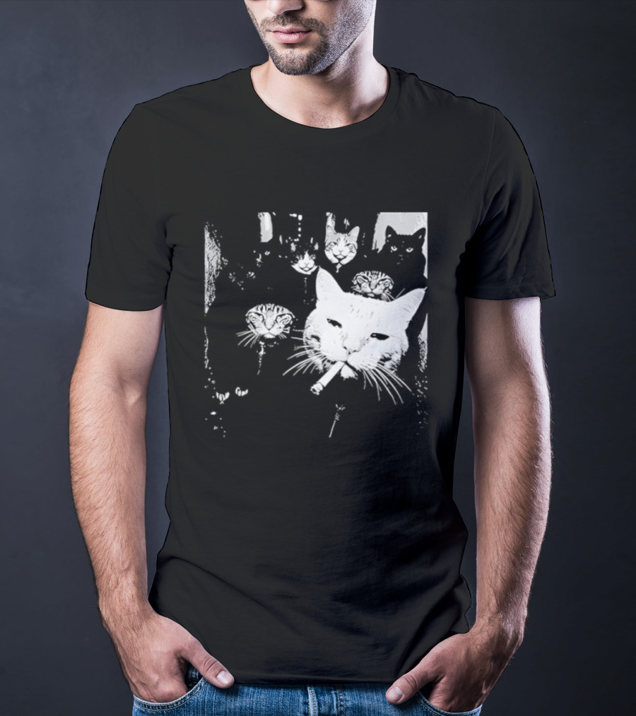 Smoking Cats Street Gang Hardened Feline Crew Members Motorcycle Club T-Shirt