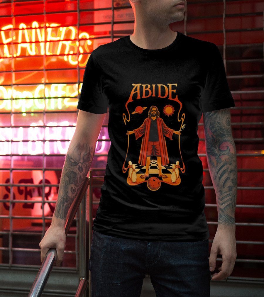The Big Lebowski Abide Dude Bowling Solar System T-Shirt