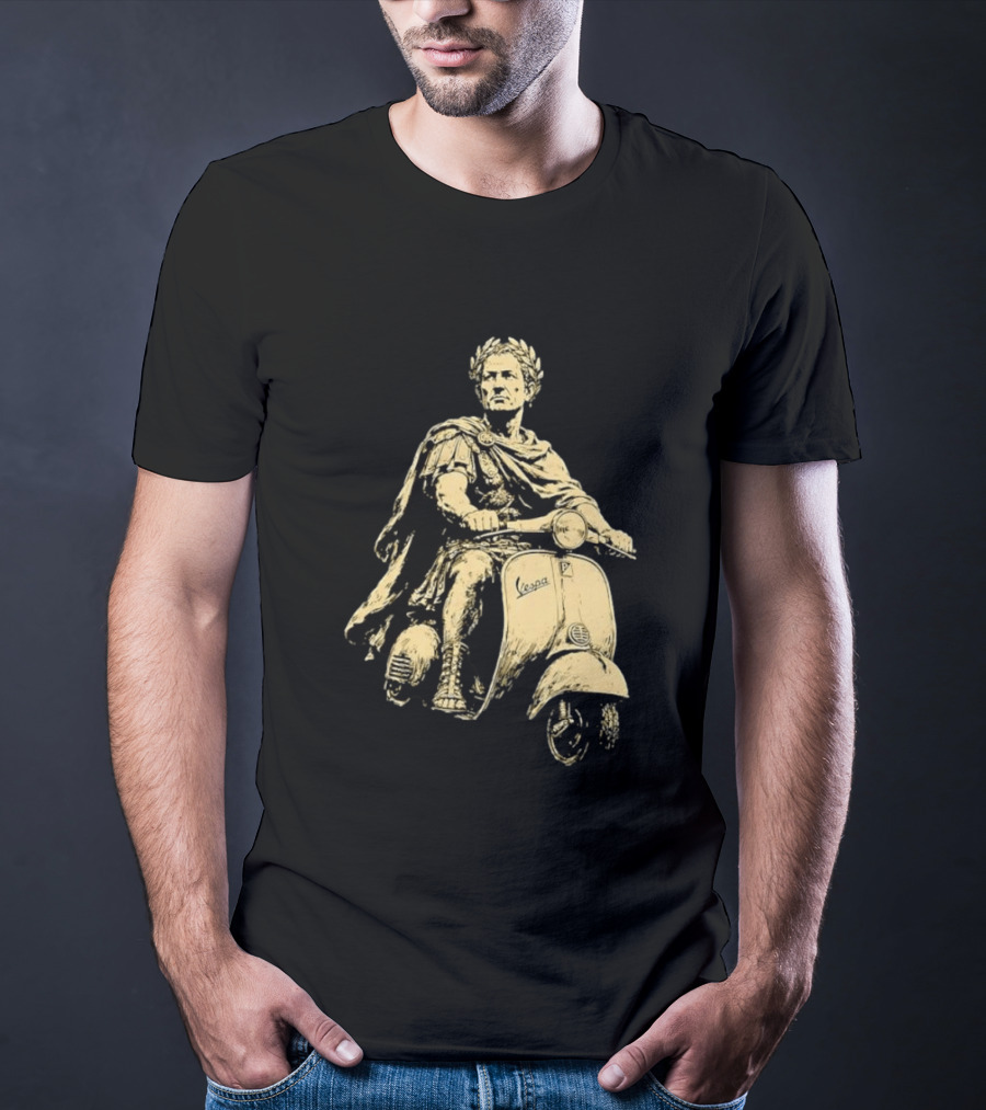 Julius Caesar Vespa Scooter Roman Warrior Motif T-Shirt