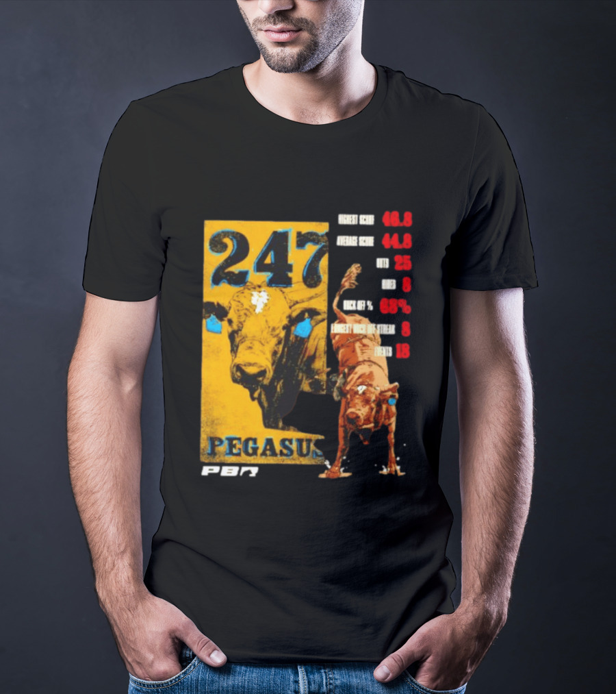 Pegasus 247 PBR Bull Riding Outs Stats Highest Average Score T-Shirt