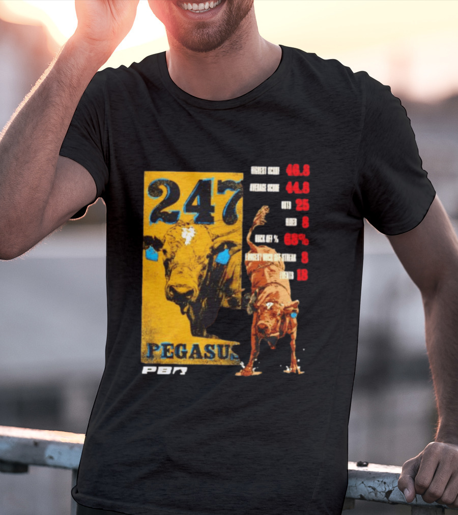 Pegasus 247 PBR Bull Riding Outs Stats Highest Average Score T-Shirt