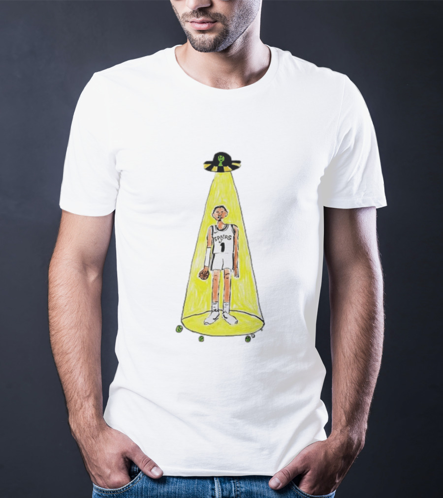 Victor Wembanyama Spurs NBA Out Of This World Alien Abduction Doodle T-Shirt