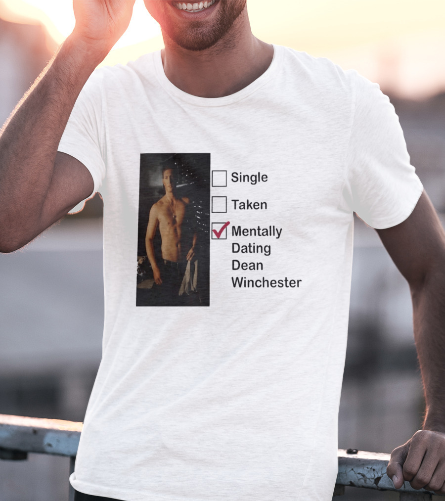 Jensen Ackles Less Mentally Dating Dean Winchester Single Taken Checked T-Shirt