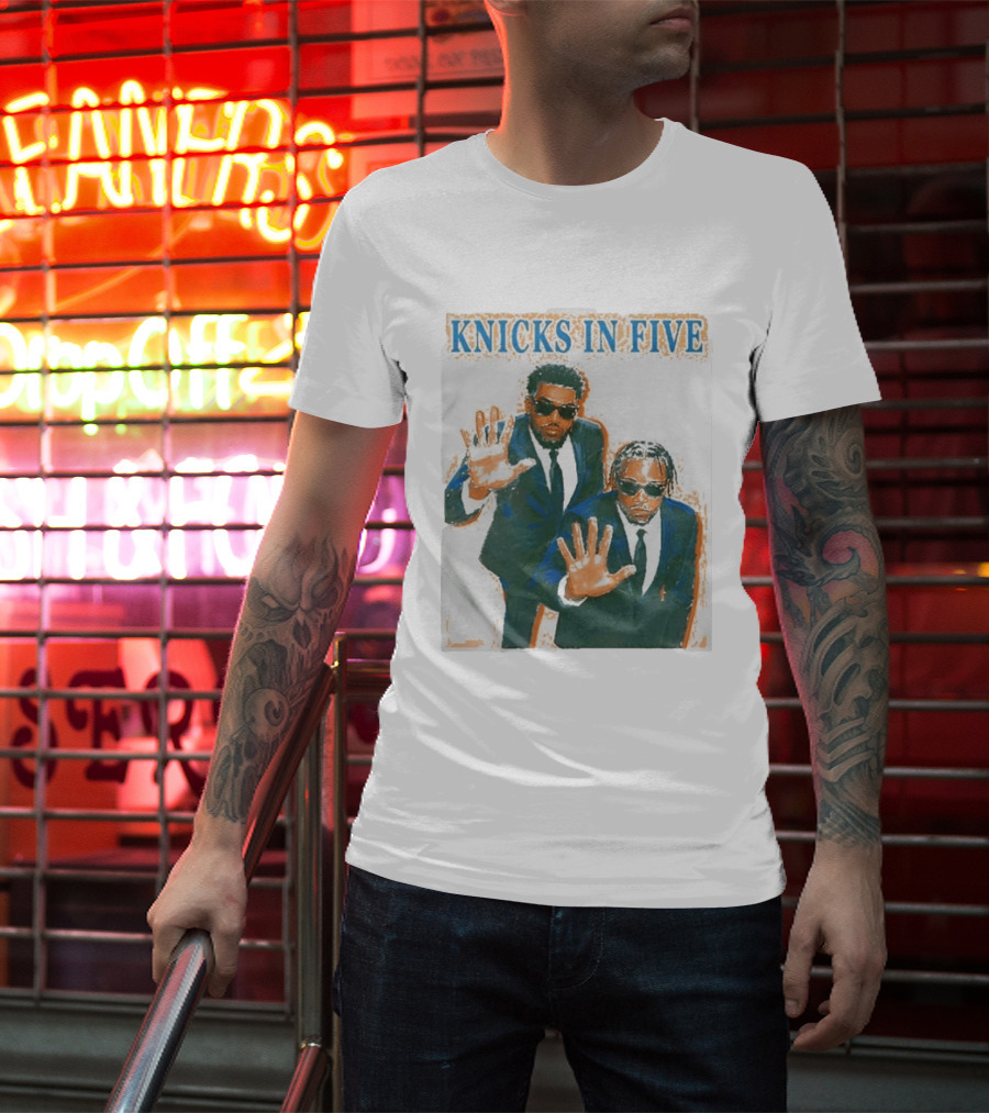 Knicks In Five Mikal Bridges Og Anunoby Players In Suits T-Shirt