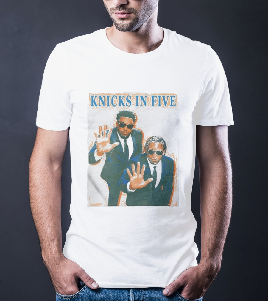 Knicks In Five Mikal Bridges Og Anunoby Players In Suits T-Shirt