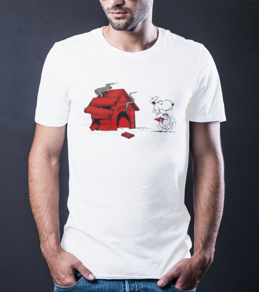 Krypto The Superdog Peanuts Snoopy Comic Book House Destruction Scene T-Shirt
