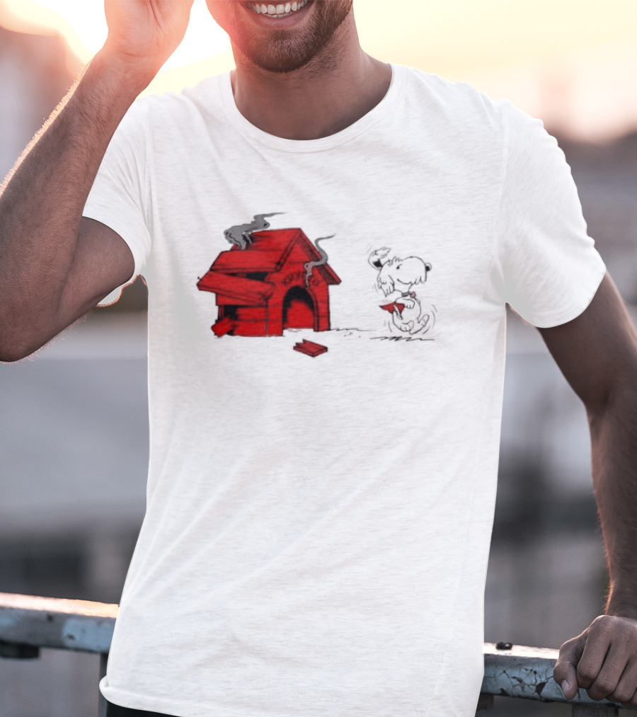Krypto The Superdog Peanuts Snoopy Comic Book House Destruction Scene T-Shirt