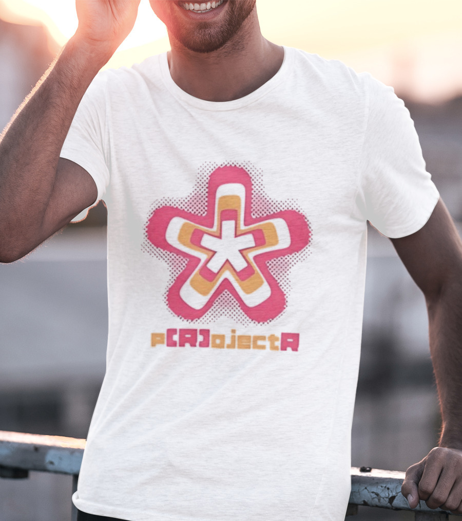 P R OjectR Star Symbol Retro Pink And Yellow T-Shirt