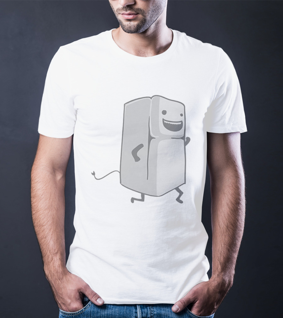 Refrigerator Running Cartoon Funny Playful Fridge T-Shirt