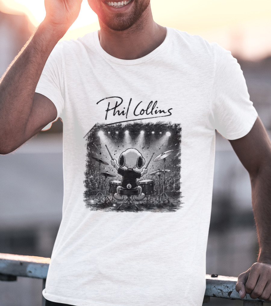 Snoopy Phil Collins Feel The Rhythm Trust The Heart Let It Flow T-Shirt
