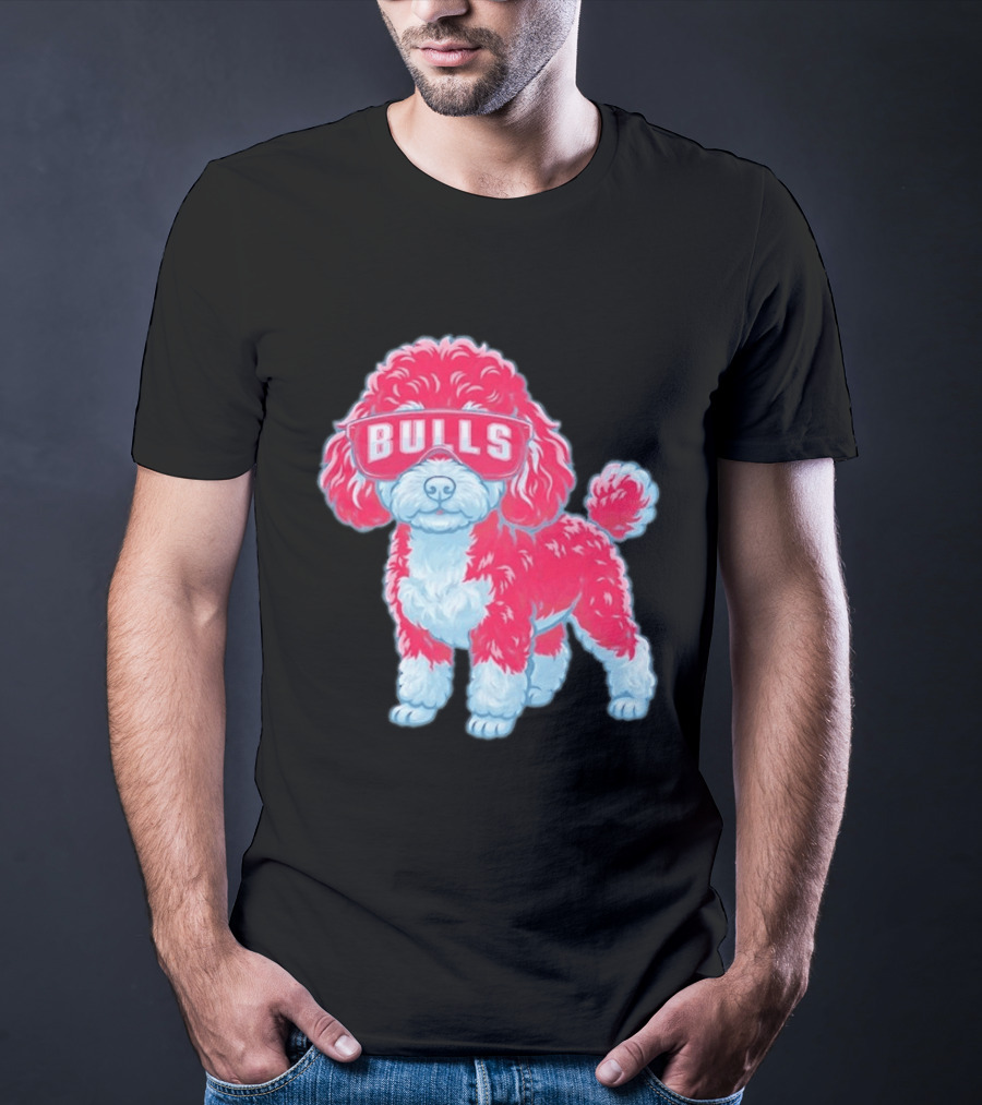 Chicago Bulls Poodle Cartoon Glasses T-Shirt