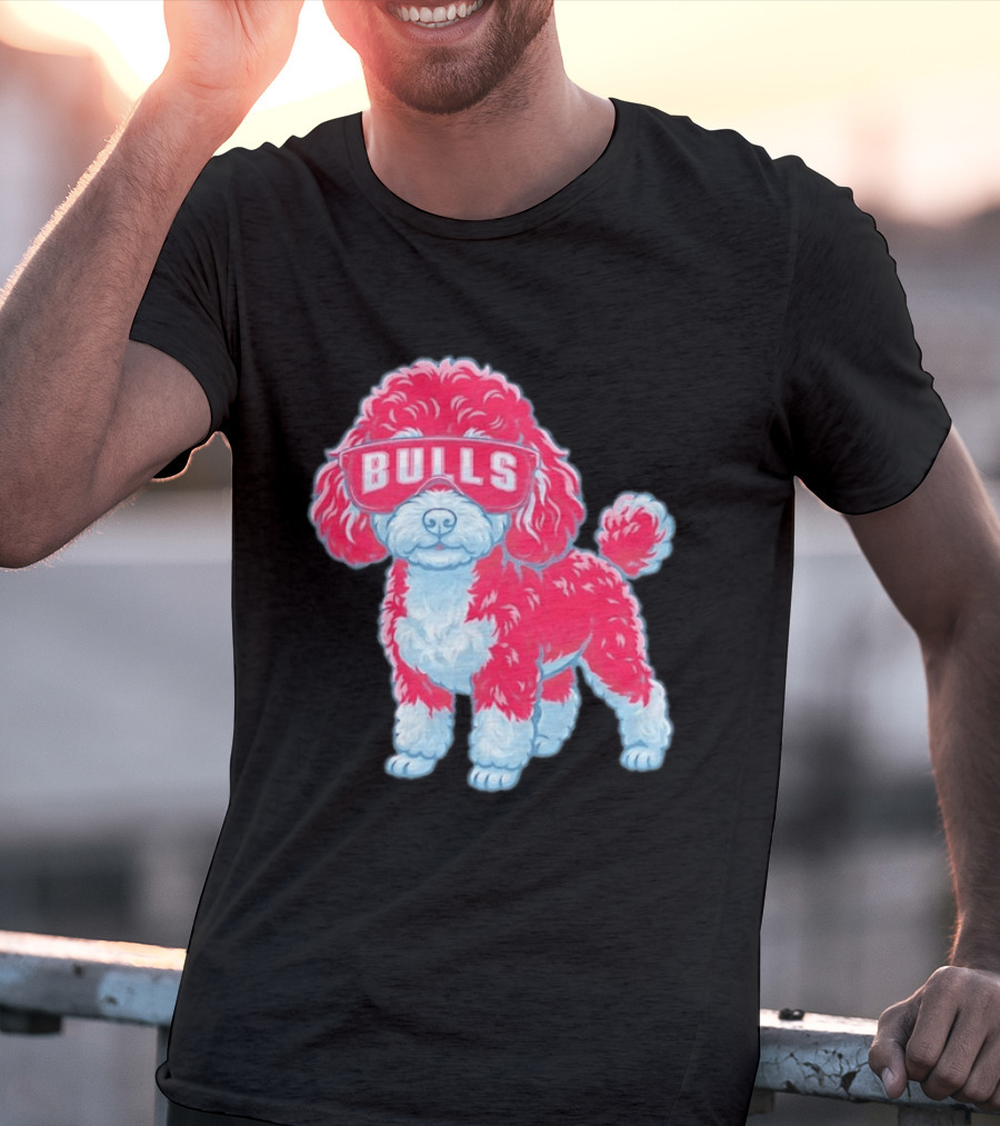 Chicago Bulls Poodle Cartoon Glasses T-Shirt