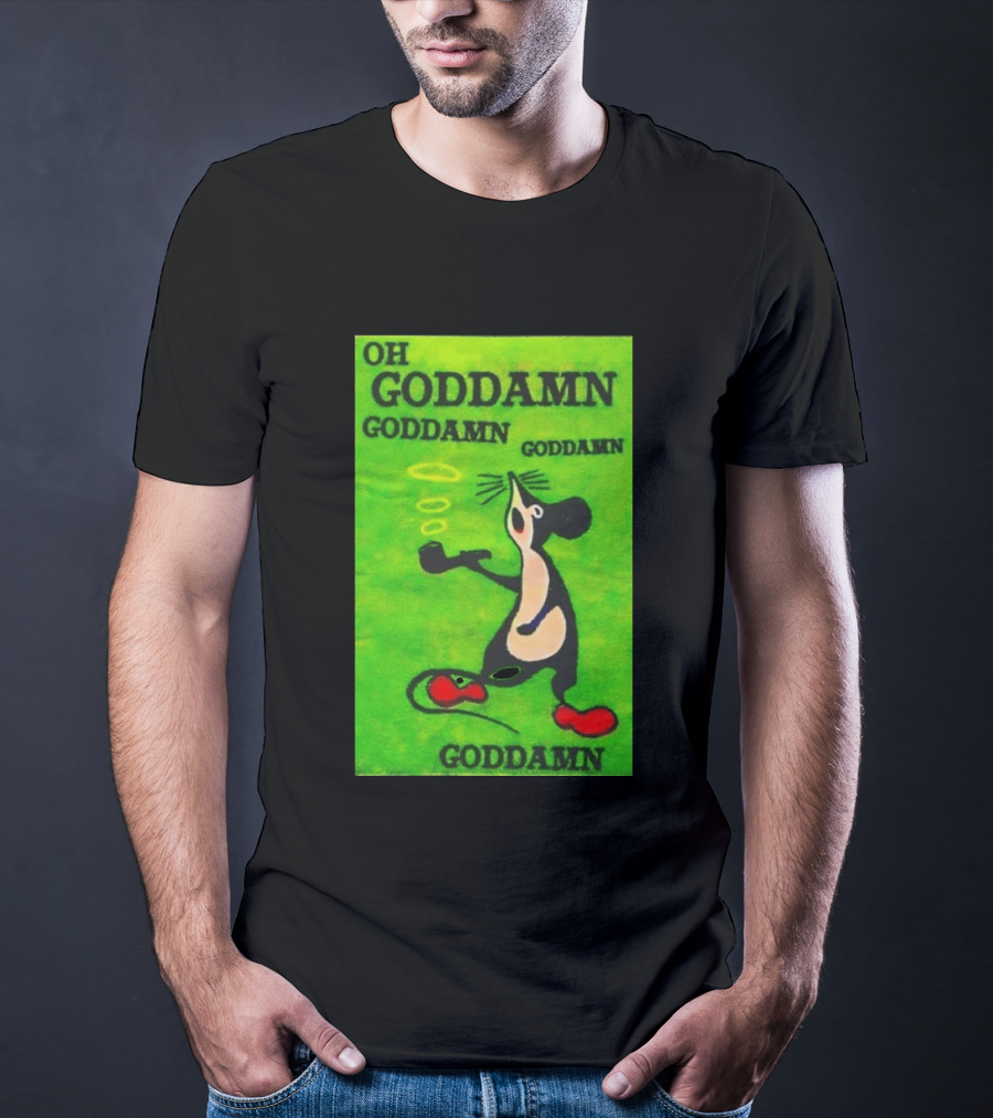 Oh Goddamn Mouse Smoking Pipe Humorous Phrase T-Shirt