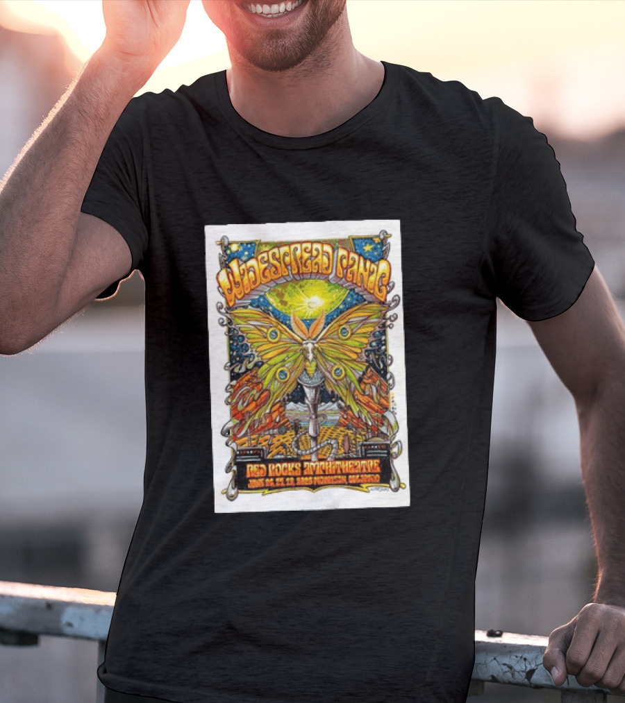 Widespread Panic June 26 28 2026 Red Rocks Amphitheatre Morrison Colorado Moth And Cosmic Sky T-Shirt