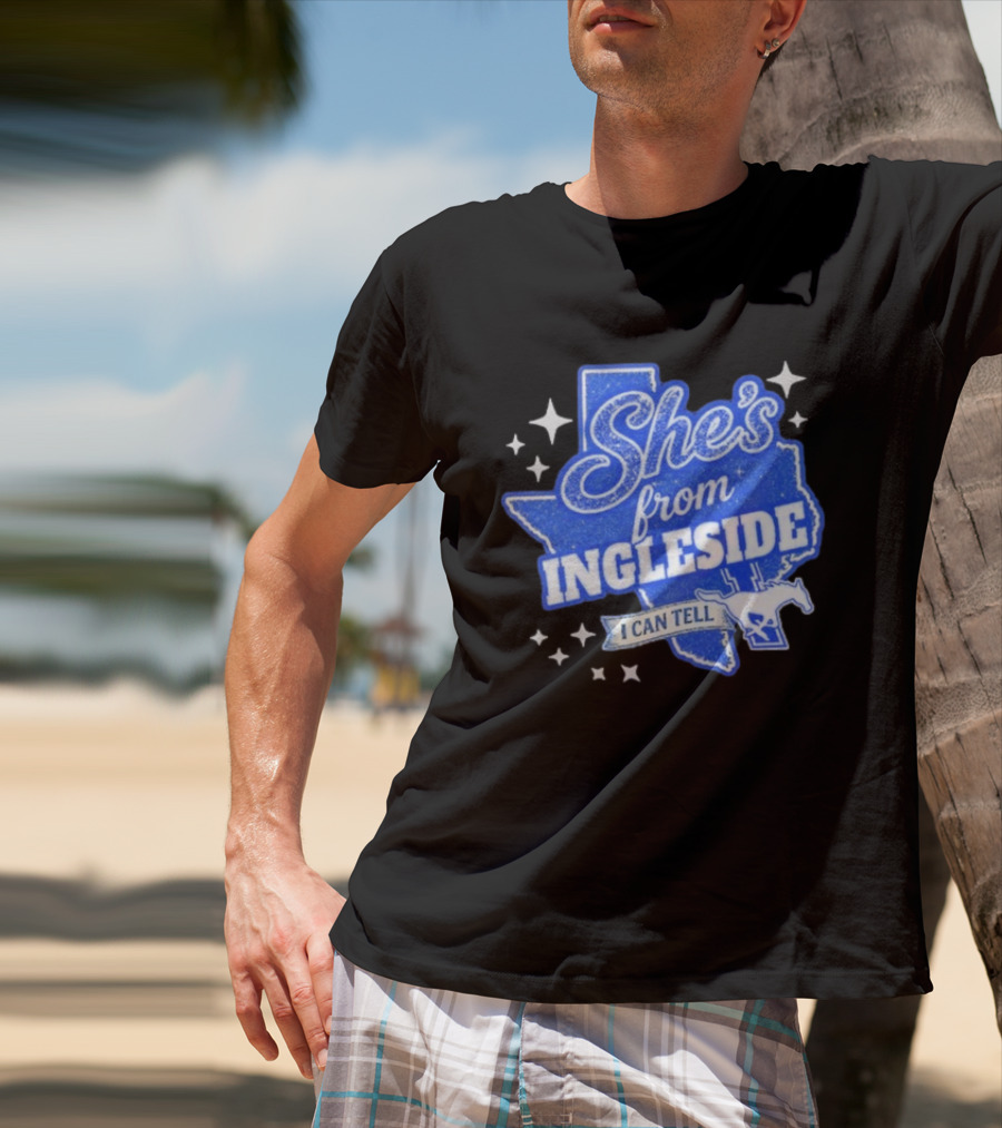 She's From Ingleside I Can Tell Texas Map Mustang T-Shirt