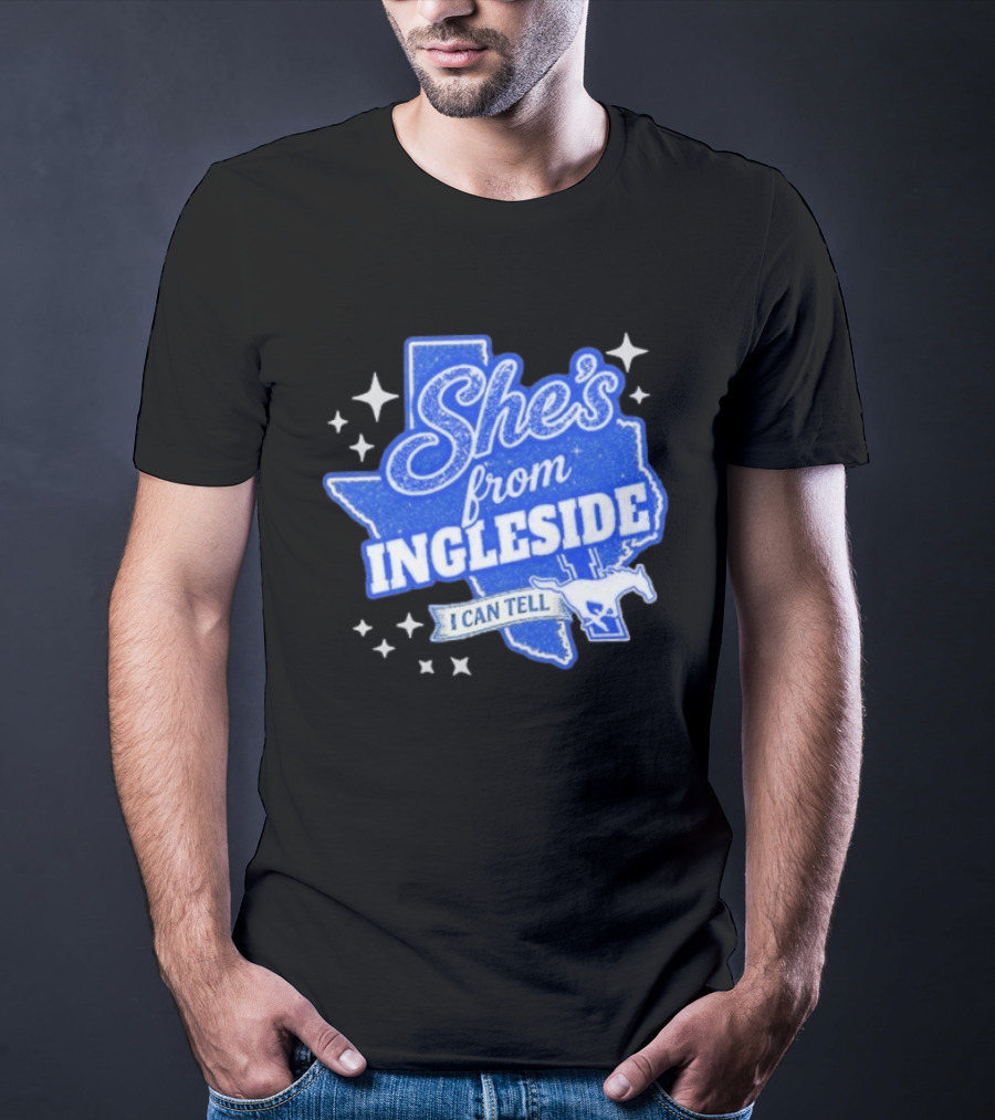 She's From Ingleside I Can Tell Texas Map Mustang T-Shirt