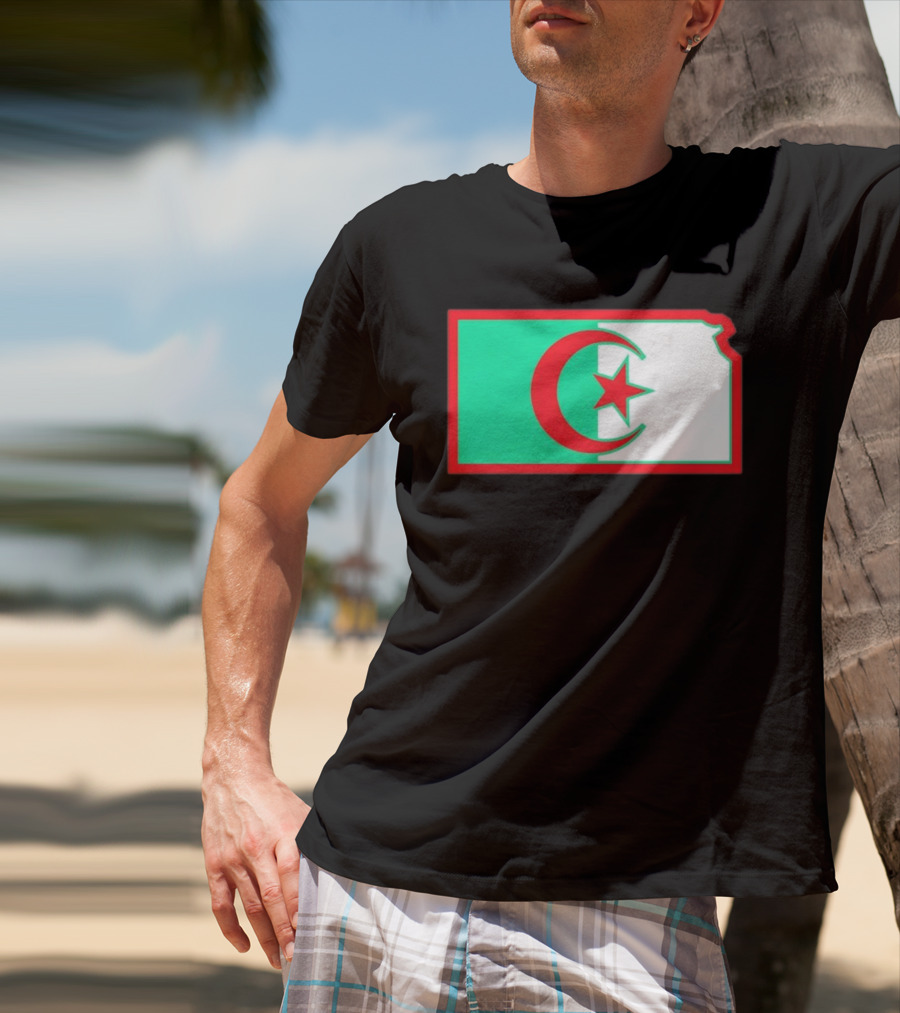 Lawrence Kansas Algeria Flag Map T-Shirt