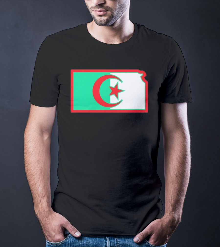 Lawrence Kansas Algeria Flag Map T-Shirt