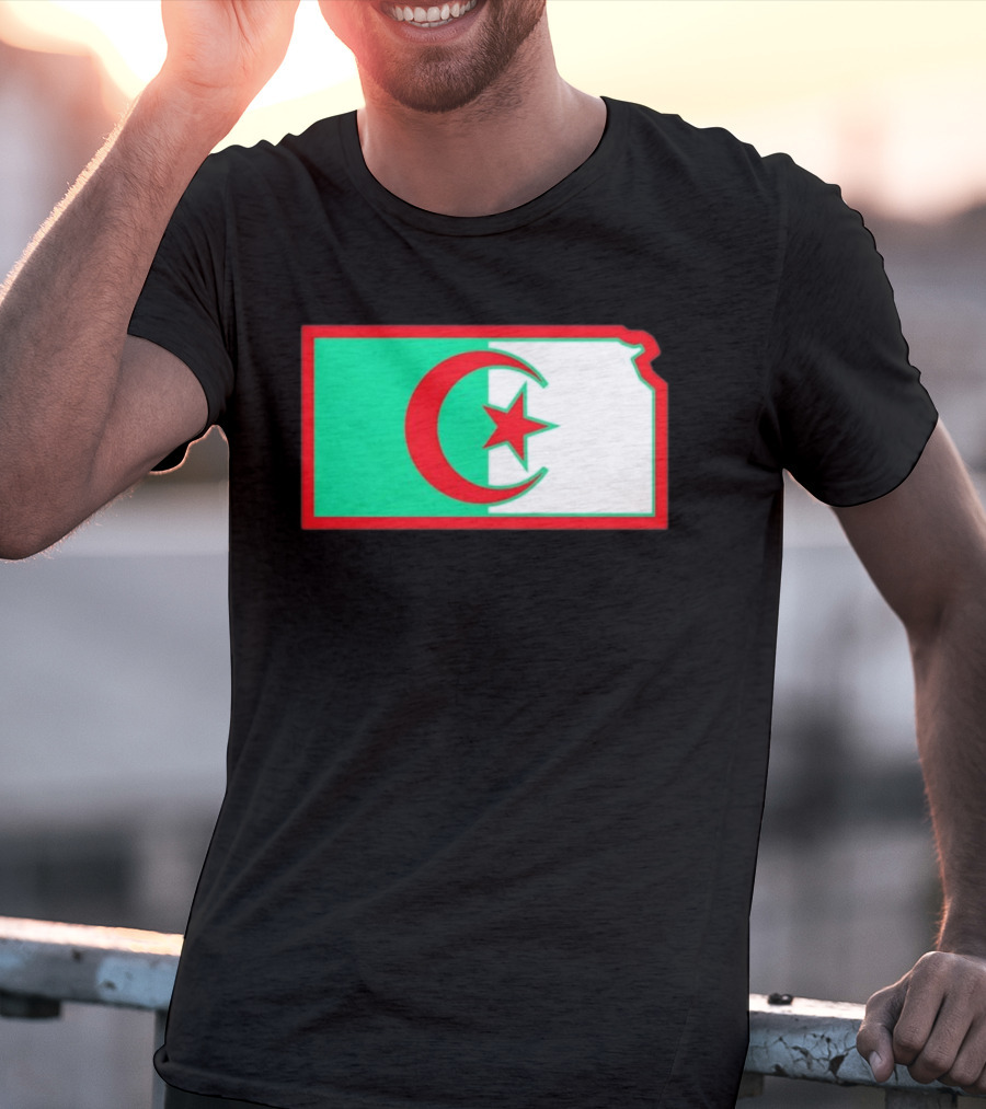 Lawrence Kansas Algeria Flag Map T-Shirt