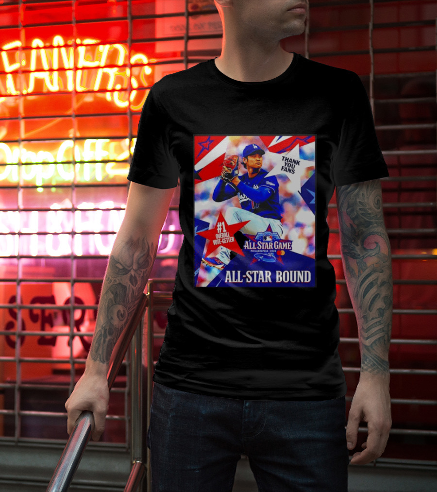 All Star Game Philadelphia 2026 Shohei Ohtani Los Angeles Dodgers All Star Bound Thank You Fans #1 Overall Vote Getter T-Shirt