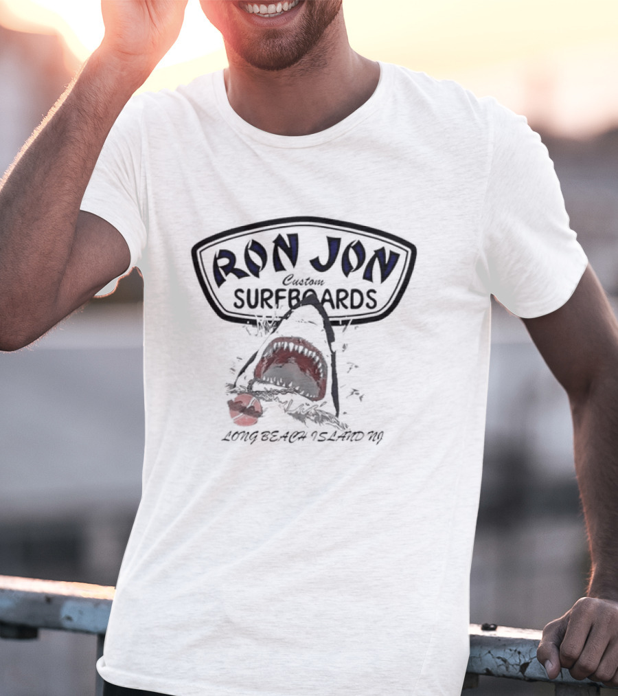 Long Beach Island NJ Ron Jon Custom Surfboards Shark Eating T-Shirt