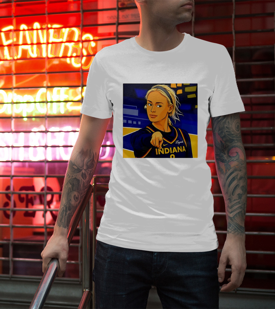 Indiana Basketball Legend Blonde Pointing Cartoon T-Shirt