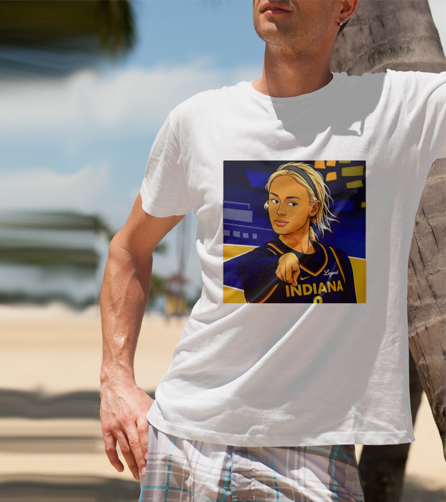 Indiana Basketball Legend Blonde Pointing Cartoon T-Shirt