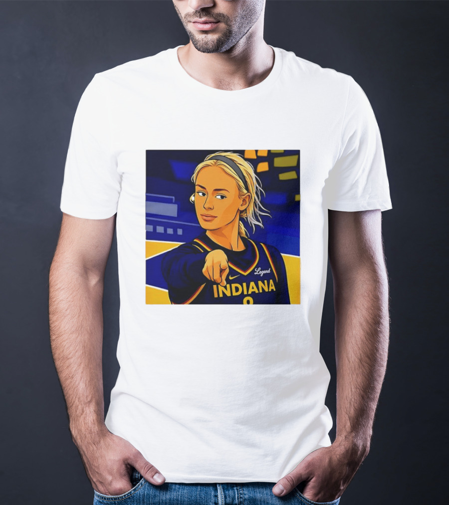 Indiana Basketball Legend Blonde Pointing Cartoon T-Shirt