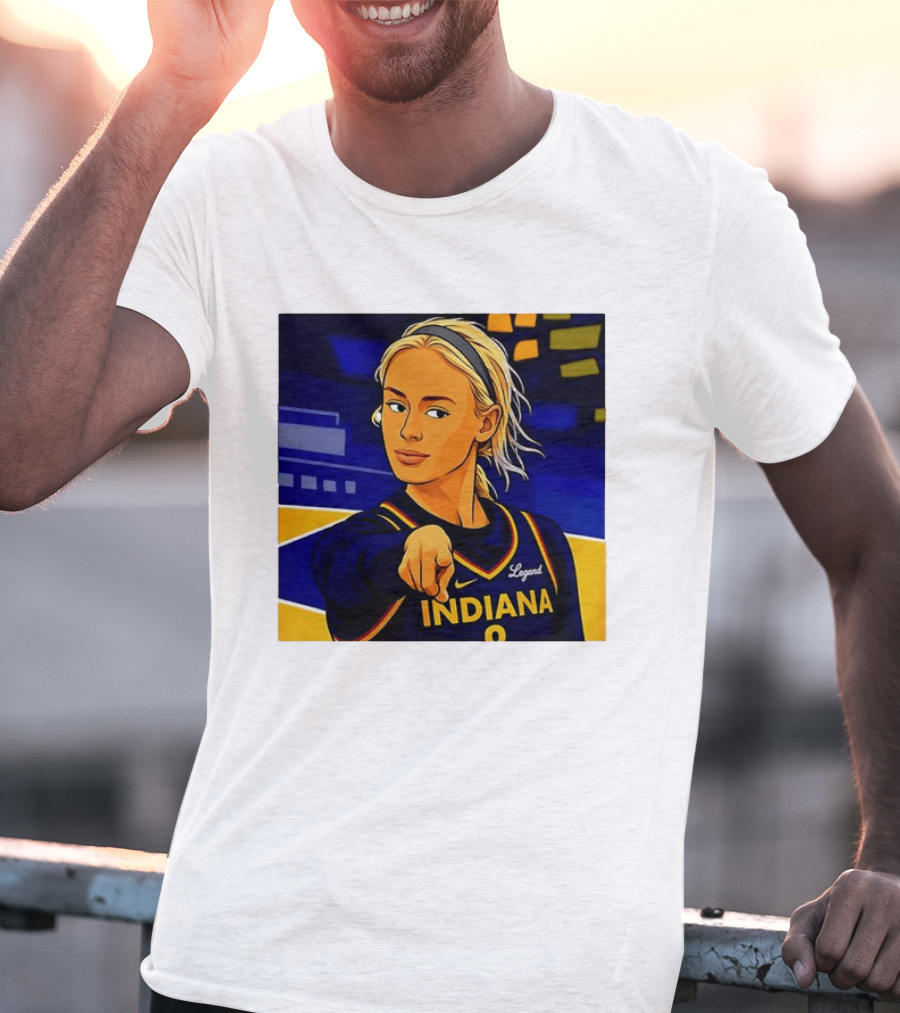 Indiana Basketball Legend Blonde Pointing Cartoon T-Shirt