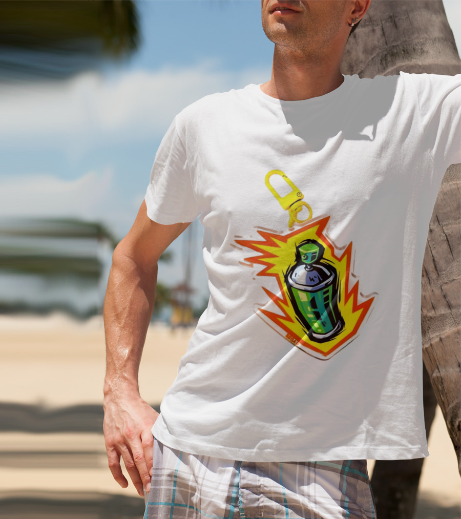 Tokyo To Tag Graffiti Spray Paint Can Yellow Burst Clip T-Shirt