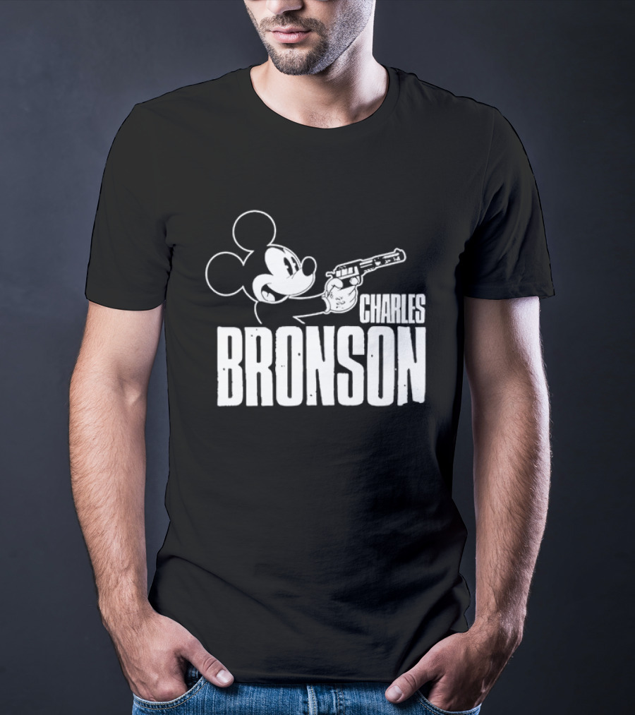 Charles Bronson Mickey Mouse Holding Gun T-Shirt