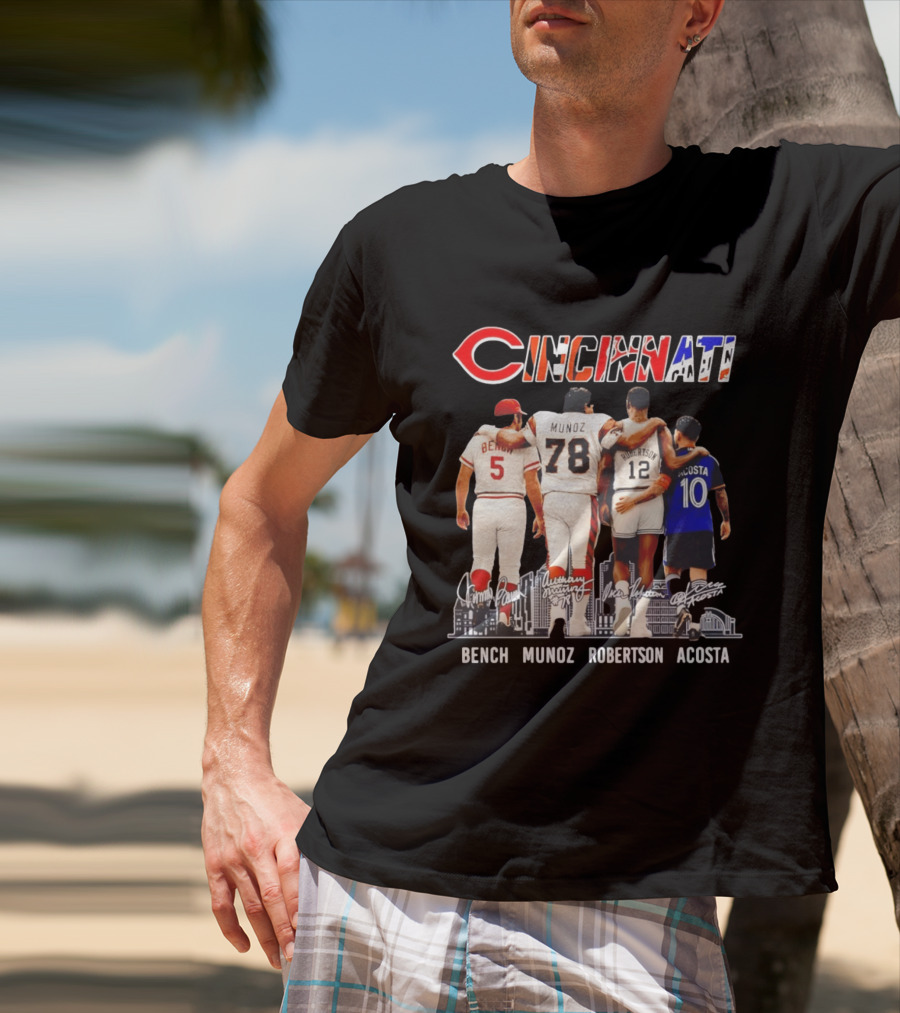 Cincinnati Icons Bench Munoz Robertson Acosta Sports Legends T-Shirt